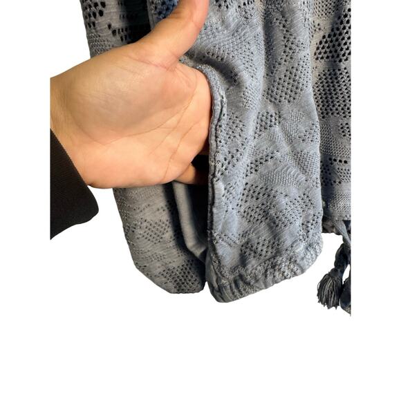 Saturday Sunday Anthropologie Gray Blue Eyelet Knit Tassel Hem Pullover Sweater - Picture 5 of 7